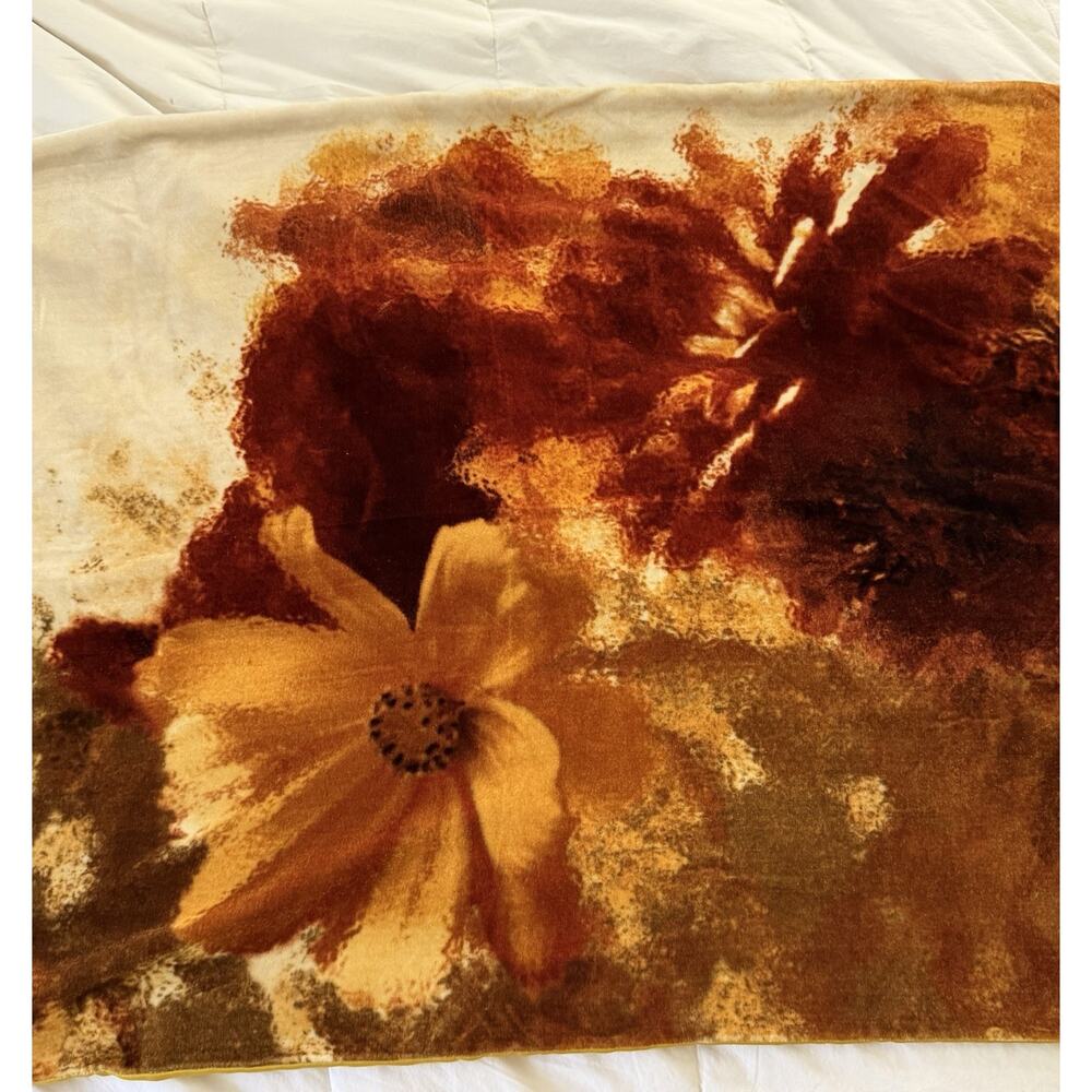 Vintage 90s Y2K Kenzo Scarf Stole Wrap Red Orange Flower Velvet Silk - Picture 9 of 10